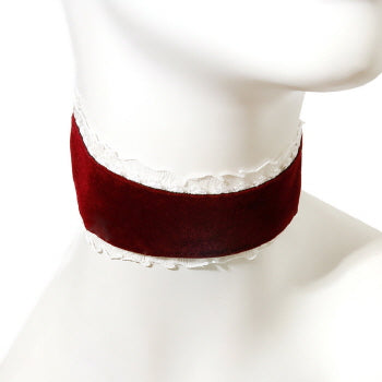 Dozen Burgundy Velvet with Lace Chokers