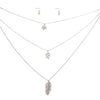 Silver 3 Layer Chain Leaf Necklace