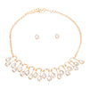 Gold Pear Crystal U Link Necklace