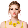 Yellow Fabric Flower Necklace Set