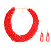 Red Seed Bead Braided Collar Set