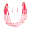 Pink Glass Bead 5 Strand Set