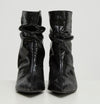 Black Polyurethane Python Effect Texture Boots