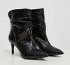 Black Polyurethane Python Effect Texture Boots