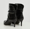 Black Polyurethane Python Effect Texture Boots
