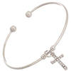 Silver Pave Cross Pinch Bangle