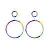 Rainbow Silver Double Circle Earrings