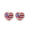 American Flag Rhinestone Heart Earrings