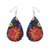 Multi Color Daisy Printed Teardrop Earrings