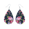 Pink Rose Printed Teardrop Earrings