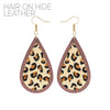 Leopard Fur Wood Teardrop Earrings