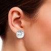 Silver CZ Round Button Studs