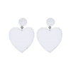 White Seed Bead Heart Earrings