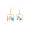 Square Gold Dried Flower Earrings