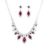 Fuchsia Marquise Crystal Silver Set