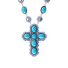 Turquoise Stone Silver Cross Necklace