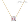 Gold Baseball Cushion Cut Necklace