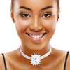 Silver Rectangle Burst Stone Choker