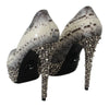 Silver Leather FAKE FRIEND Studs Heels Shoes