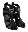 Black Leather High Heels Bat Stiletto Shoes