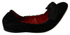 Black Suede Red Ballerina Flats Shoes