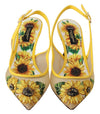 Yellow Sunflower Mesh Heels Slingback Shoes