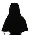 Black Wool Whole Head Hooded Scarf Hat