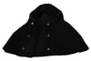 Black Wool Whole Head Hooded Scarf Hat