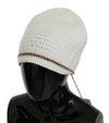 White Cotton Woven Chain Women Beanie