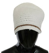 White Cotton Woven Chain Women Beanie