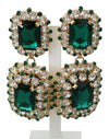 Green Crystals Clip-on Emerald Earrings
