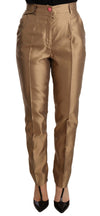 Gold Silk Tapered Trouser Metallic Pants