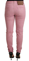 Pink Cotton Slim Fit Women Denim Skinny Pants