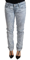 Light Blue Washed Cotton Folded Hem Denim Trouser