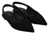 Black Flats Slingback Charmeuse Shoes
