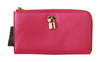 Pink Zipper Continental Women Clutch Leather Wallet