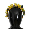Yellow Sicily Lemon Crystal Floral Diadem Headband