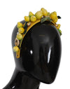 Yellow Sicily Lemon Crystal Floral Diadem Headband
