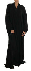 Black Silk Ricamo Kaftan Abaya Dress