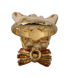 Gold Brass Resin Beige Dog Pet Branded Accessory Ring