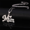 Love MUM Pendant Mom Necklace 18K Gold Silver Plated Crystal Heart Mother Gift