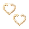 Dozen Gold Heart Bamboo Hoop Earrings