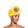 Yellow Pleated Flower Turban
