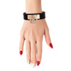 Black Leather Designer Snap Bracelet