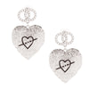 Silver Textured Heart Designer Earrings