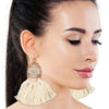 Cream Tassel Wooden Earrings