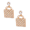 Gold Rhinestone Designer Bag Earrings