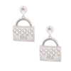 Silver Designer Handbag Pearl Earrings