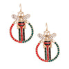 Designer Striped Bee Fish Hook Earrings