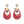 Pink Teardrop Earrings with Rhinestone and Flower Detail